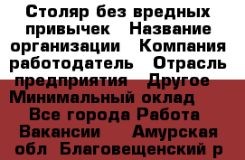 Столяр без вредных привычек › Название организации ­ Компания-работодатель › Отрасль предприятия ­ Другое › Минимальный оклад ­ 1 - Все города Работа » Вакансии   . Амурская обл.,Благовещенский р-н